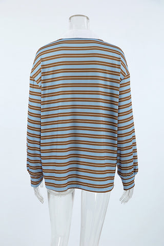 Striped Polo Long Sleeve Top