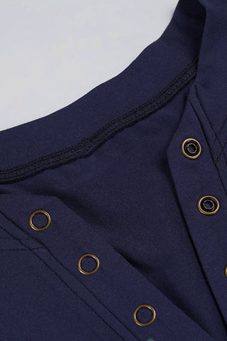 Button-Front Graphic Long-Sleeve Shirt