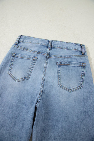 Split-Hem Straight Jeans