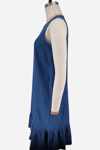 Button-Back Denim Dress