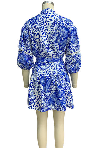 Boho Print Button-Down Mini Dress