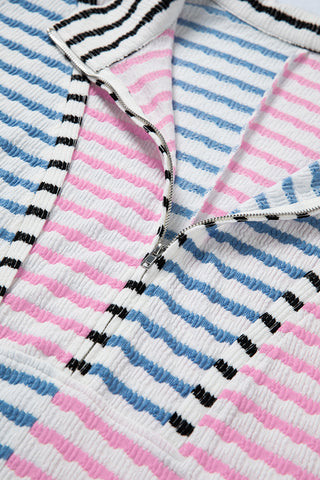 Striped Half-Zip Pullover Hoodie
