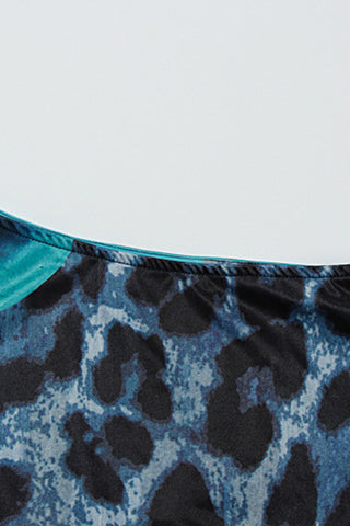One-Shoulder Leopard Print Skirt Set