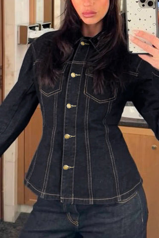 Structured Button-Down Denim Jacket
