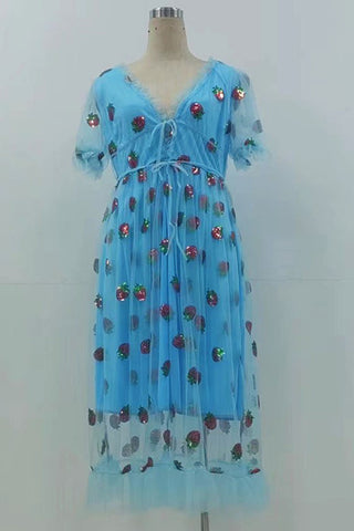 Strawberry Midi Tulle Dress