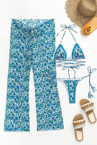 Floral Print Bikini Set with Cover-Up