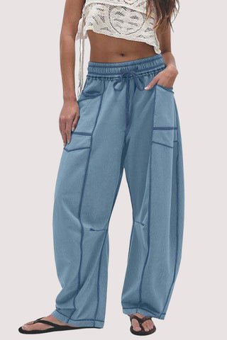 Relaxed Wide-Leg Drawstring Pants