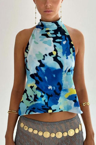 Polka Dot High Neck Tank Top