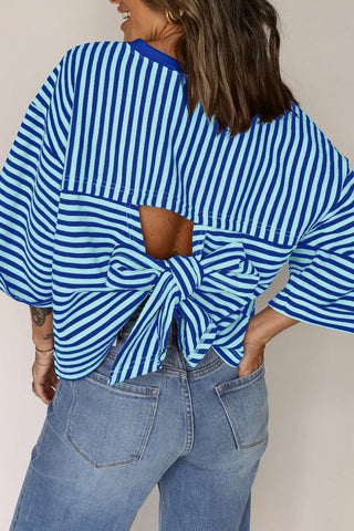 Striped T-Shirt with Bow Back Detail