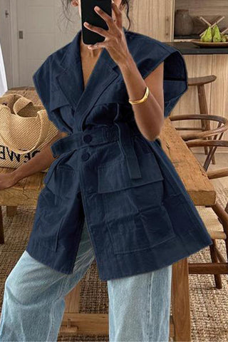Belted Sleeveless Jacket