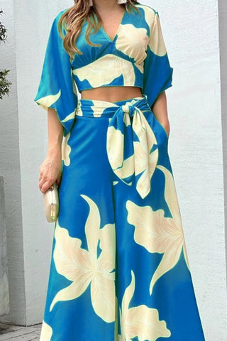 Floral Wrap Pants Set
