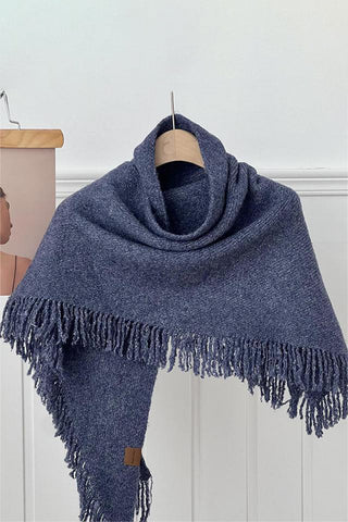 Fringed Edge Knit Poncho