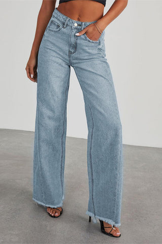 High-Rise Wide-Leg Straight Jeans