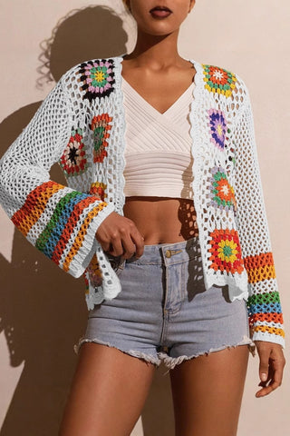 Vibrant Crochet Cardigan with Patterns