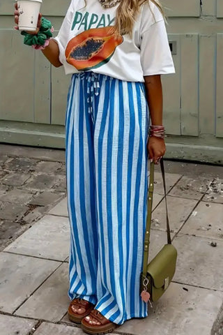 Striped Wide-Leg Casual Pants