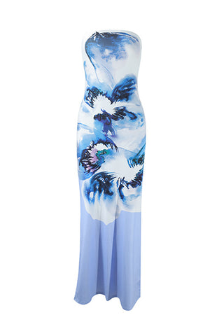 Strapless Floral Casual Dress