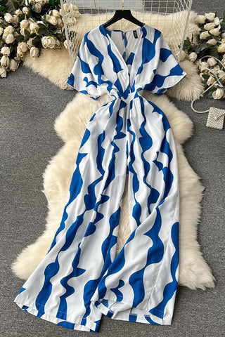 Wavy Patterned Wrap Dress