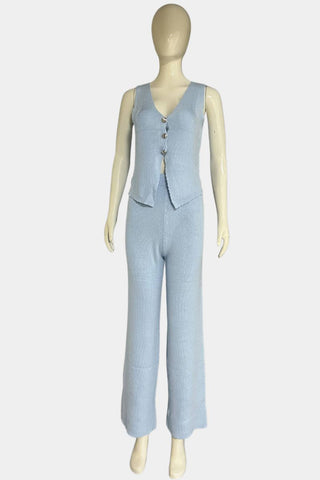 Sleeveless Button-Front Pants Set