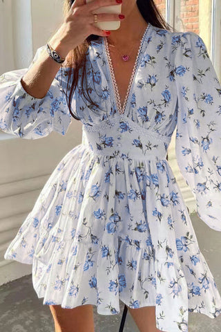 Floral Puff Sleeve Casual Dress