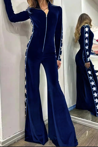 Star-Patterned Zip-Up Jumpsuit
