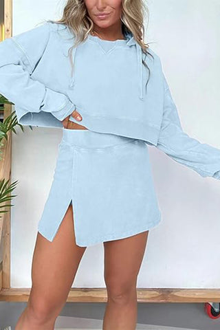 Cropped Hoodie and Skirt Set
