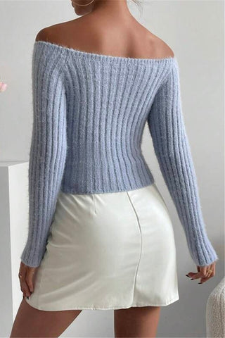 Off-Shoulder Ribbed Sweater