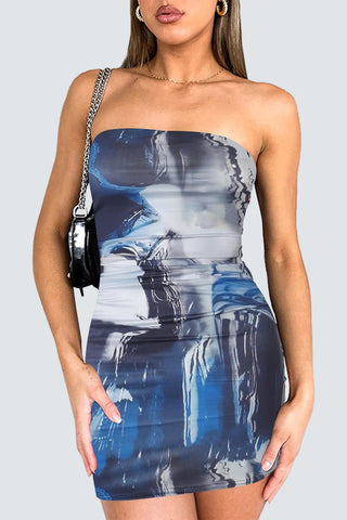 Strapless Tie-Dye Mini Dress