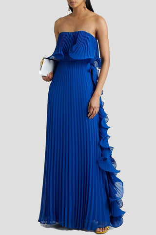 Strapless Ruffle Maxi Dress