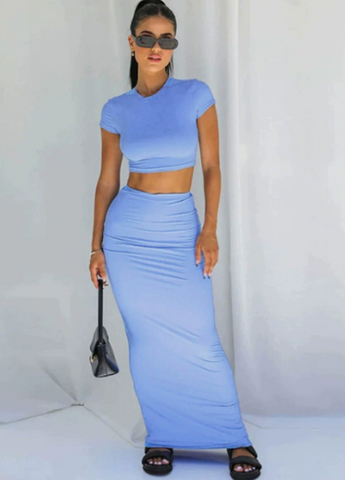 Ruched Two-Piece Skirt Set