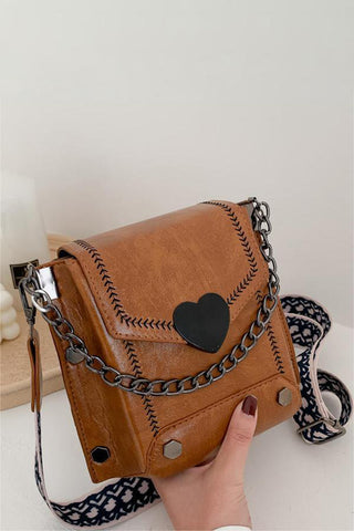 Heart Accent Crossbody Bag with Chain