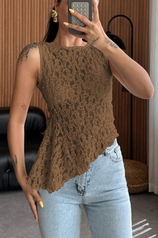 Lace Overlay Sleeveless Tank Top