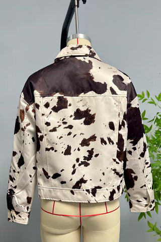 Chic Button-Front Printed Jacket