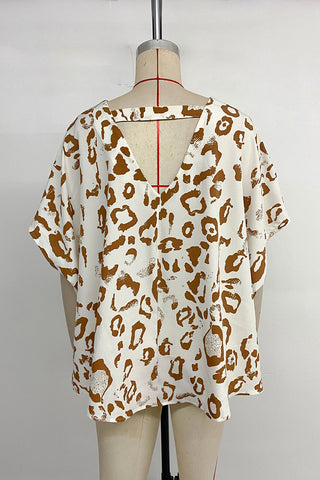V-Neck Animal Print Relaxed Tee