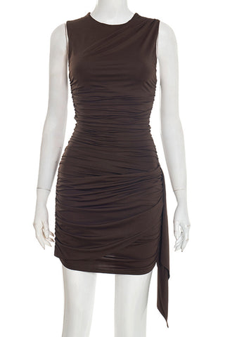 Ruched Sleeveless Evening Dress