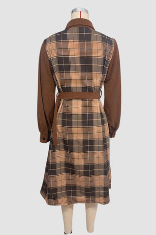 Belted Plaid Button-Front Dress