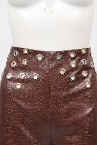 Eyelet Crop Top and Flared Pants Set