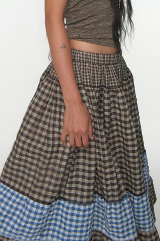 Tiered Gingham Maxi Skirt