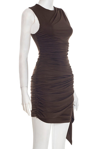 Ruched Sleeveless Evening Dress
