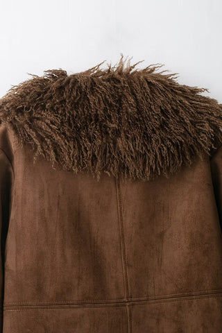 Fluffy Collar Faux Fur Jacket