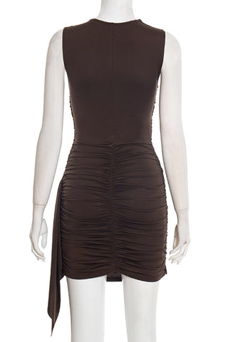 Ruched Sleeveless Evening Dress