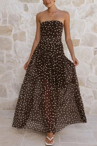 Strapless Polka Dot Maxi Dress