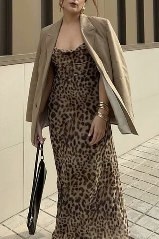 Leopard Print Spaghetti Strap Dress