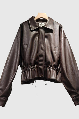 Chic Button-Up Leather Jacket