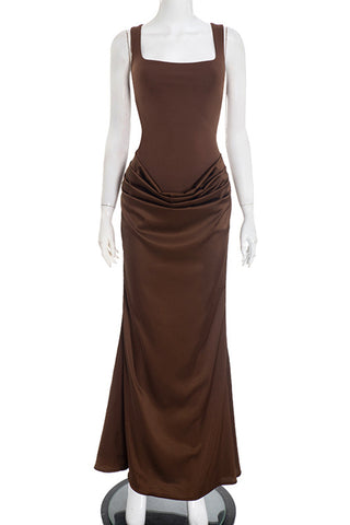 Elegant Evening Dress with Draped Waist