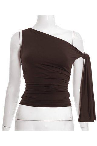 One-Shoulder Knotted Blouse