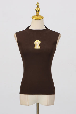 Keyhole Detail High-Neck Sleeveless Top