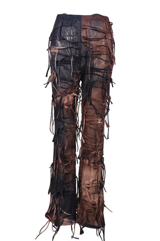Distressed Fringe Casual Pants