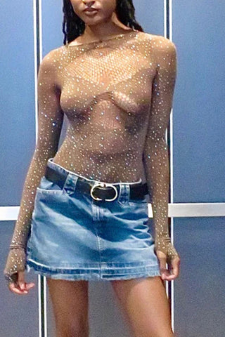Long-Sleeve Sheer Bodysuit