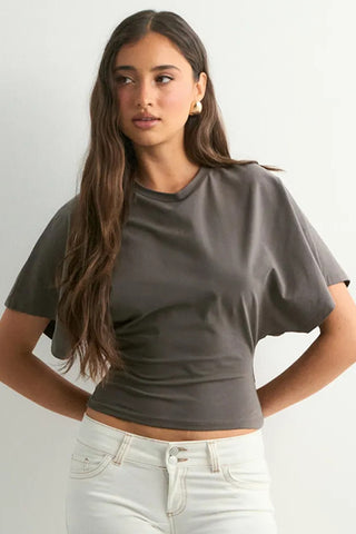 Ruched Waist Short Sleeve Top