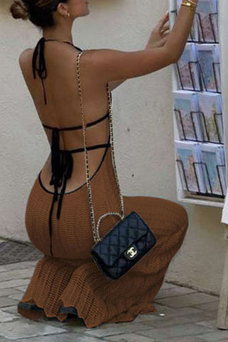 Lace-Up High Neck Sundress